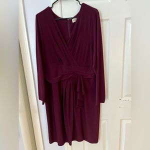 Eliza J dress faux wrap draped- Burgundy Wine 18W Cocktail